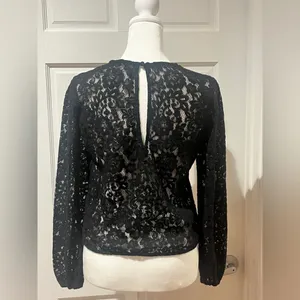 Abercrombie & Fitch Black Lace Long Sleeve Top Womens Size Small thumbnail 6