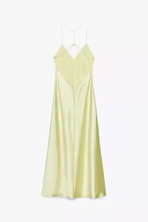 Zara lime Light Green Slip maxi Dress thumbnail 12