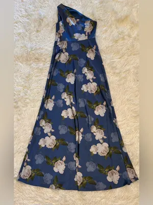 NEW Sachin & Babi Delphine Floral Print Blue One-Shoulder Gow SIZE 2 thumbnail 8