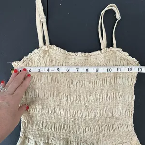 Universal Thread Women's XS Smocked Linen Maxi Jumpsuit Beige‎ Boho Lagenlook thumbnail 14