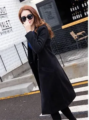 NEW Black Long Wool Blend Coat Peacoat XS thumbnail 3