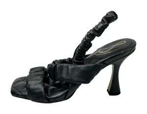 Sam Edelman Marlena Black Ruffle Ruched Slender Slingback Heel Sandals Size 7 thumbnail 1