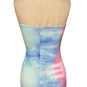 Superdown Morgan‎ Strapless Mini Dress Blue Pink Tie Dye Size XS thumbnail 10
