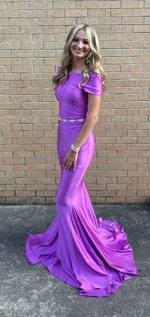 Jessica Angel Purple formal prom dress thumbnail 1