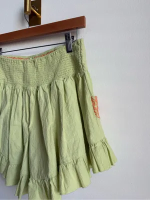 Free People FP One Mexico City Embroidered Ruffle Shorts Green Orange Medium thumbnail 5