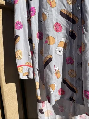 Xhilaration Women’s Donuts Pastries & Iced Coffee Sleep Shirt Nightgown Size L thumbnail 4