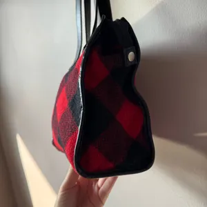 Ralph Lauren Vintage 1990s Wool and Leather Square Buffalo‎ Plaid Shoulder Bag thumbnail 3