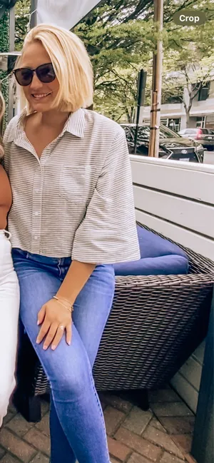 Lulus striped cropped button down  thumbnail 2