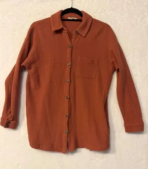 Madewell Waffle Knit Shirt Jacket Terracotta Rust Button Down ND852 Womens Small thumbnail 1