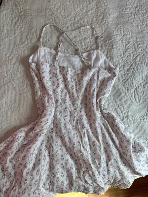 Flowing mini cotton sundress Pink thumbnail 5