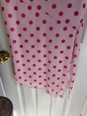 See You Monday Pink Coquette Cottagecore with Red Polka Dot Midi Strapless Dress thumbnail 3