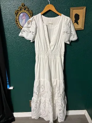 Anthropologie The Somerset Maxi Dress: Cutwork Edition White Sz Medium thumbnail 2