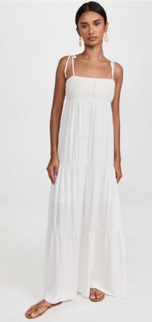 Spiritual Gangster Dolce Embroidered White Spring Summer Maxi Dress M thumbnail 1