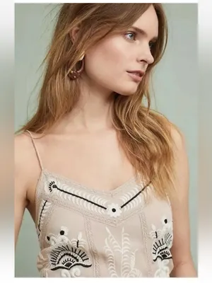 New With Tags Anthropologie Maeve Embroidered Slip Dress Sz M thumbnail 6