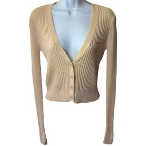 L*Space Sundown Cardigan Pink and Yellow Ribbed Cardigan‎ Dainty Feminine M thumbnail 2