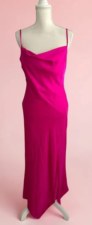 EXPRESS Pink Silky Maxi Slip Dress Size Small thumbnail 1