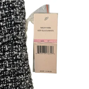 Nanette‎ Lepore Women's Dress Tweed Fringe Sheath Knee Length Black White 10 NWT thumbnail 8