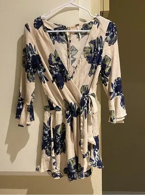 Free People boho bohemian floral romper thumbnail 1