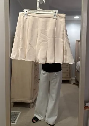 Amanda Uprichard Dixon Pleated Skort in Ivory, Size S thumbnail 1