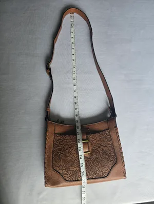 Stylish Tooled‎ Shoulder Crossbody Bag Adustable Strap Intricate Floral Embossed thumbnail 7