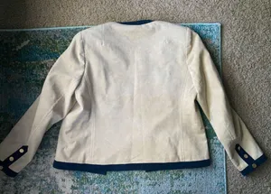Vintage Ultrasuede military inspired tan blue blazer jacket, size 10. thumbnail 8