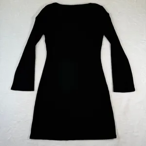 Reformation‎ Jeans Womens Black Ribbed Keyhole Bell Sleeve Mini Dress Size S USA thumbnail 8