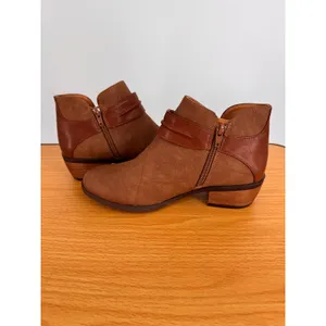 B.O.C by Born boots women's 7 ankle side zip western buckle vegan leather brown thumbnail 6