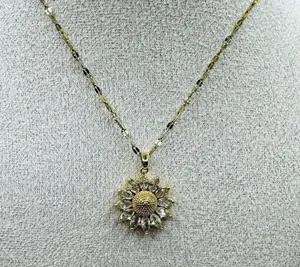 Sunflower Necklace 18K Golden Plated Stainless Steel thumbnail 5