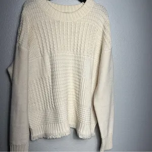 Madewell Stitchmix Cropped Pullover Sweater Womens Size Small Cream‎ Soft thumbnail 3