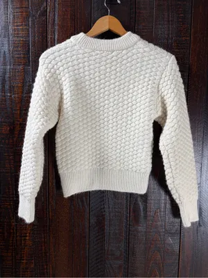 Mango Cream Textured Thick Crewneck Sweater Small thumbnail 6