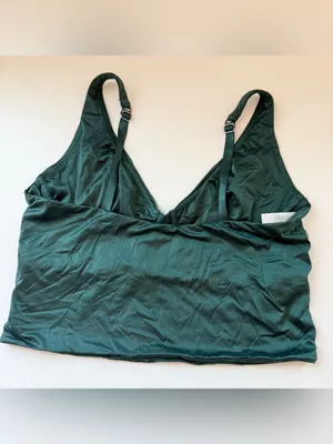 Aerie Smoothez Shine Corset Bra Top Deep Forest Green thumbnail 3