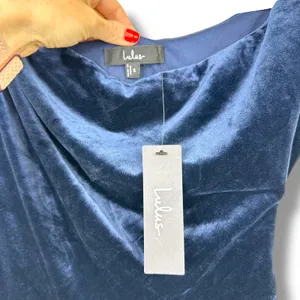 NEW Lulus Coveted Confidence Off-The-Shoulder Velvet Asymmetrical Maxi Dress thumbnail 9