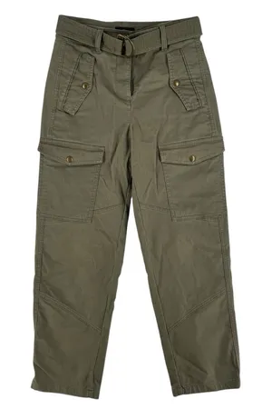 J.‎ Crew Womens High Rise Belted Military Pant Olive Green Utility Pockets 00 thumbnail 1