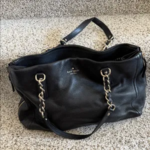 EUC Kate Spade Black Leather Expandable Shoulder Bag thumbnail 1