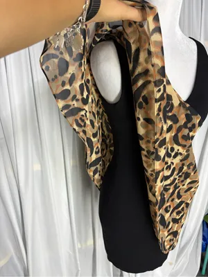 bebe Asymmetrical Leopard-Print Dress Y2K Black & Tan XS thumbnail 5