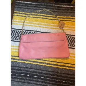 Kate Spade Pink Pebbled Leather Clutch Bag Gold‎ Chain Pyramid Stud Turnlock thumbnail 2