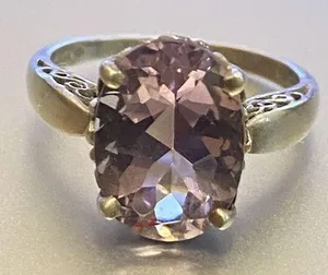 Vintage KABANA Sterling Silver Oval Amethyst Ring Size 9 Ornate thumbnail 1