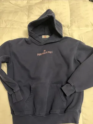 Pink Palm Puff Navy Logo Hoodie thumbnail 1