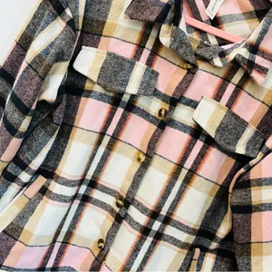 Molly B boutique Plaid Shacket - Pink and Brown jacket shirt size XL thumbnail 3