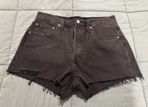 Black Distressed Levi’s 501 Shorts thumbnail 1