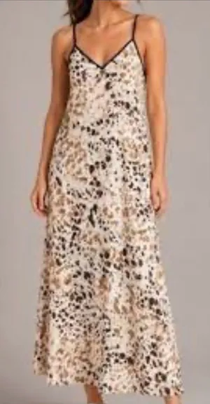 Anthropologie sincerely Jules Leopard- animal Print Maxi Dress Size Medium thumbnail 1