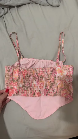 Showpo pink floral top thumbnail 2