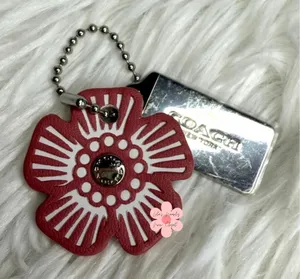1.5" COACH Silver Tea Rose Flower Floral Bag Charm Hang Tag thumbnail 1