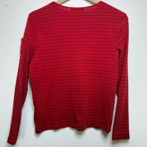 Lauren Ralph Lauren Women Cotton Top M Red Striped Long Sleeve Pocket‎ Preppy thumbnail 6