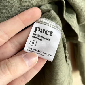 Pact organic cotton sage green long sleeved top women's size M open‎ back detail thumbnail 4