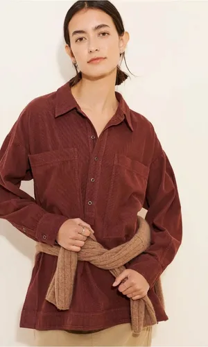 Anthropologie Pilcro Corduroy Popover Tunic Top in Brown Large 70s Fall Bohemian thumbnail 1