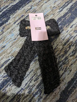NWT Wild Fable Clip Black Textured Bow thumbnail 2