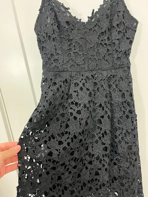 ASTR Small Black Eyelet Lace Cutout Midi Dress thumbnail 5
