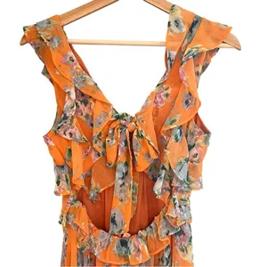 Lauren Conrad Womens Ruffle Floral Midi Dress Size S Cottage Boho Romantic thumbnail 6