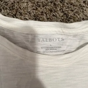 Talbots Womens White Slub Knit Citrus Orange Fruit Graphic Tee Shirt Large L thumbnail 2